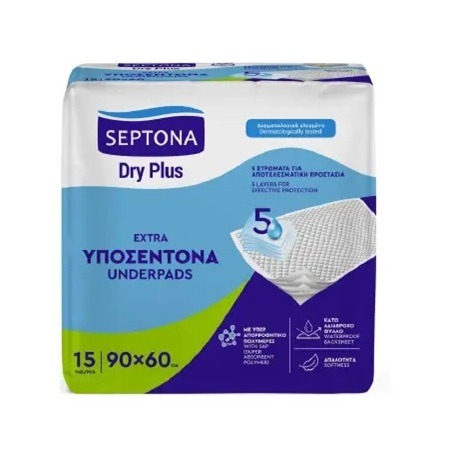 Septona Dry Plus Underpads Еднократни чаршафи 90/60 см, 15 бр