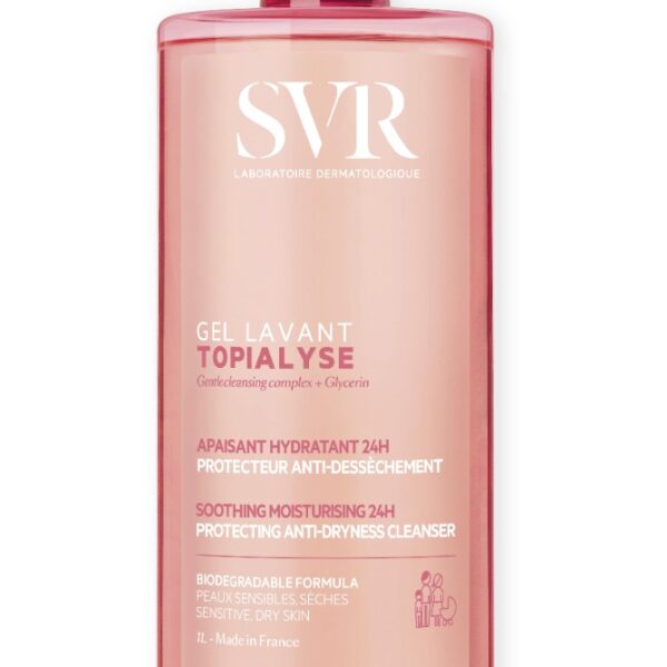 SVR Topialyse Измивен гел за суха и чувствителна кожа за бебета, деца и възрастни 1000 мл