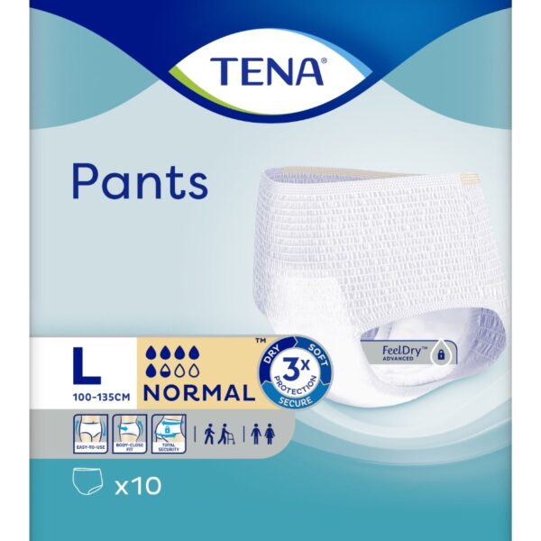 Tena Pants Normal L — еднократно абсорбиращо бельо, 10 броя