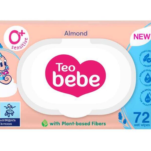 Teo Bebe Almond Мокри кърпи за чувствителна кожа с капак х 72 бр