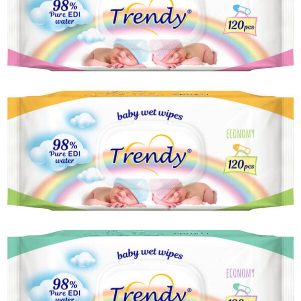Trendy baby Мокри кърпи с капак х 120 бр