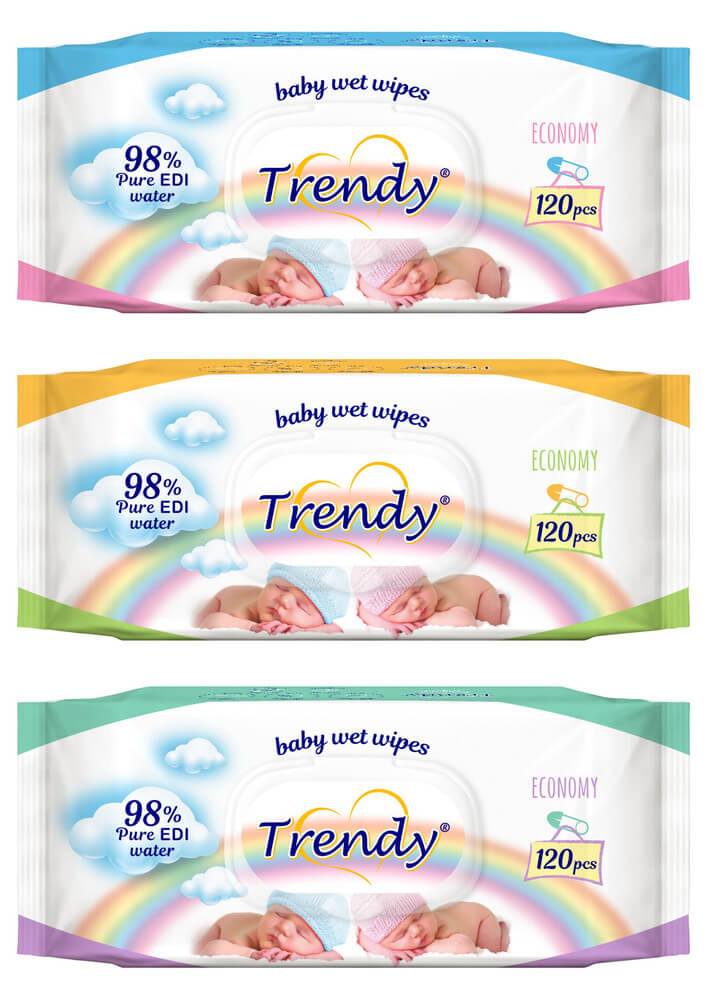 Trendy baby Мокри кърпи с капак х 120 бр