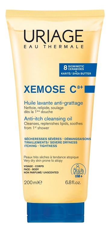 Uriage Xemose C8+ Почистващо душ олио за лице и тяло 200 мл
