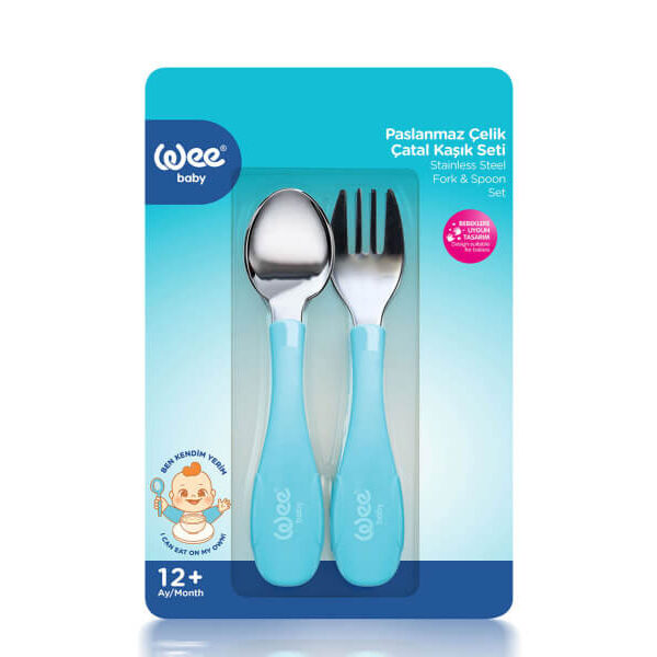 WEE BABY Комплект прибори за хранене от неръждаема стомана 12М+