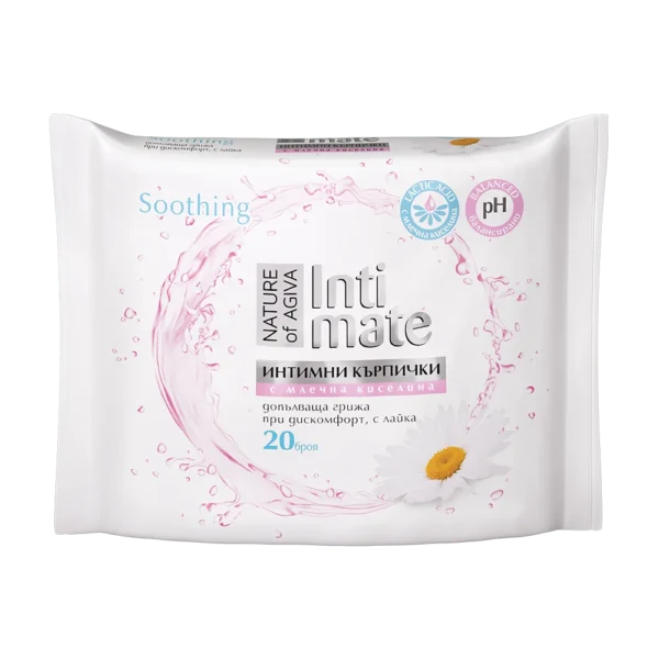 Agiva Intimate Интимни мокри кърпички с лайка и млечна киселина х20 бр