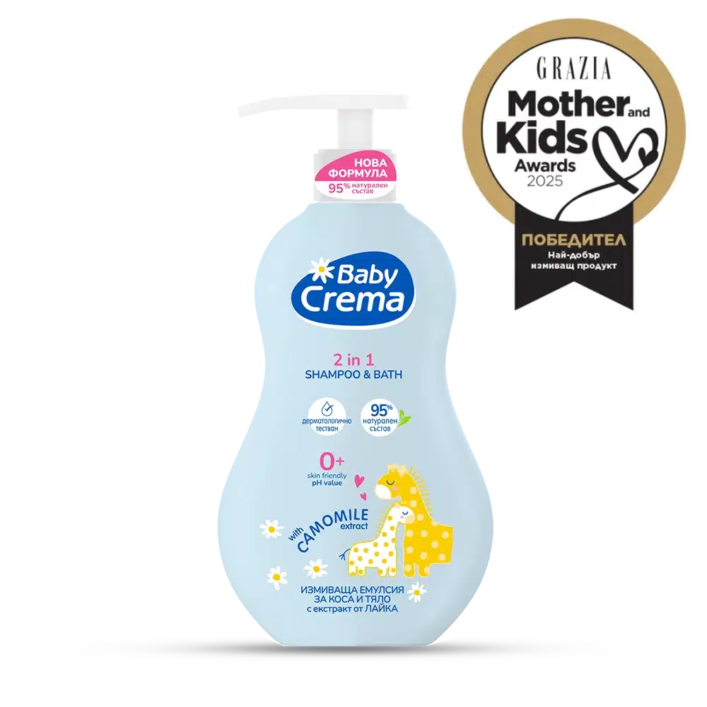 Baby Crema Бебешки измиващ гел 2 в 1 за коса и тяло с лайка 0М+ 400 мл