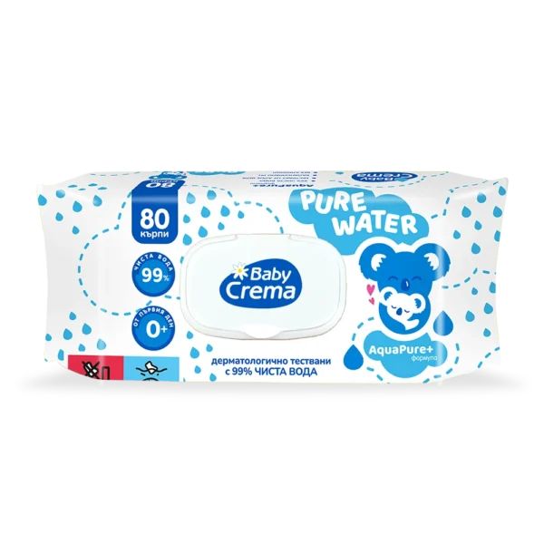Baby Crema Бебешки мокри кърпички с 99% вода и алое вера 0М+ х80 бр