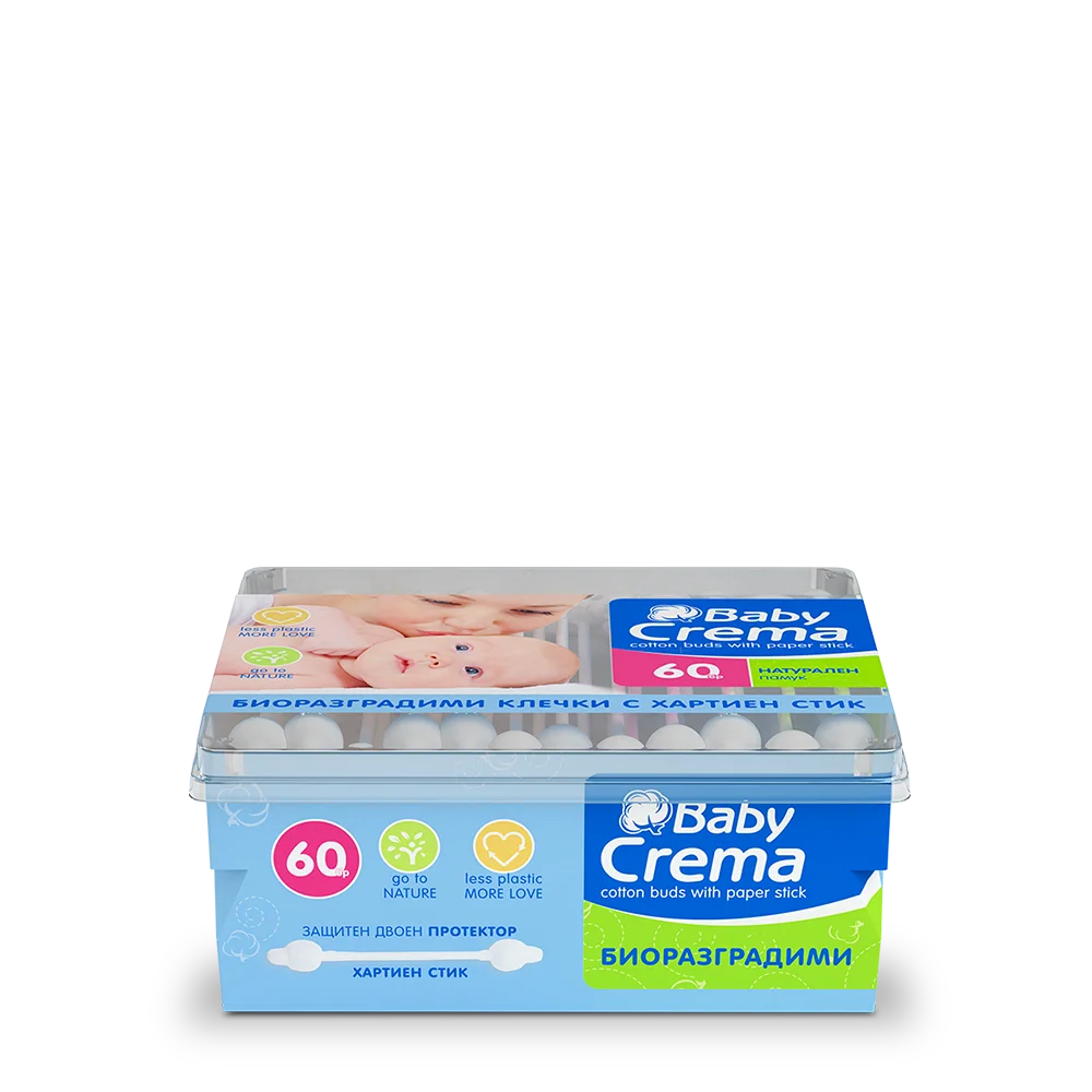 Baby Crema Биоразградими клечки за уши с протектор х60 бр