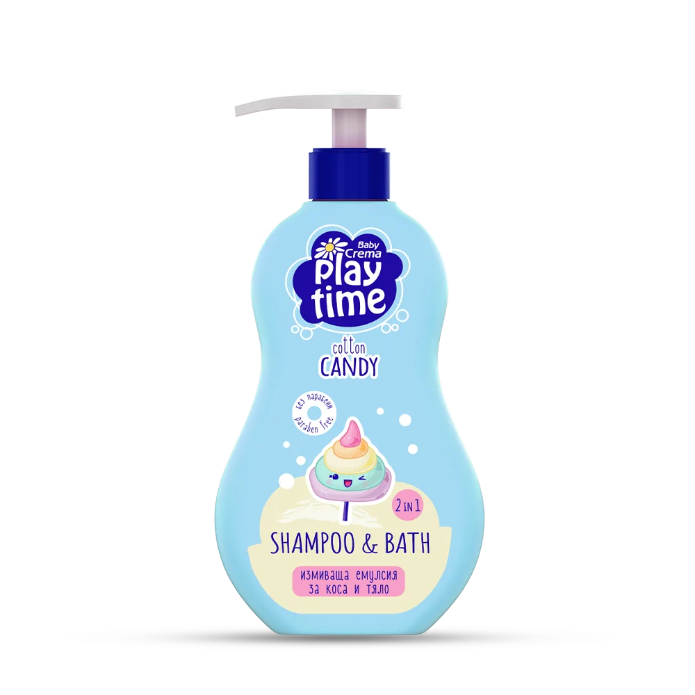 Baby Crema Play Time Детски измиващ гел 2 в 1 Cotton Candy 400 мл