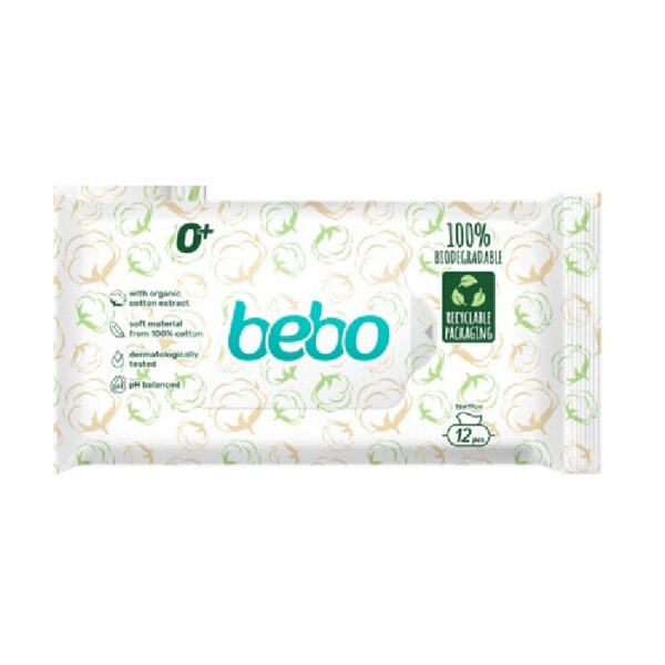 Bebo Биоразградими влажни кърпички 99% вода х 12 бр