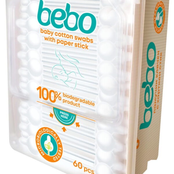 Bebo Клечки за уши с ограничител 100% биоразградими х 60 бр