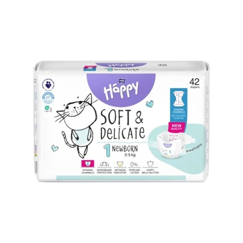 Bella Happy Пелени Newborn размер 1 (2–5 кг) х 42 бр