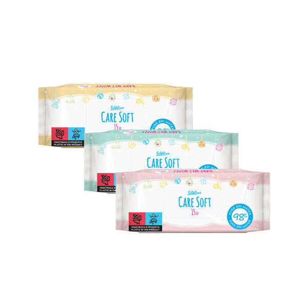 Care Soft Бебешки влажни кърпички Sensitive х 15 бр