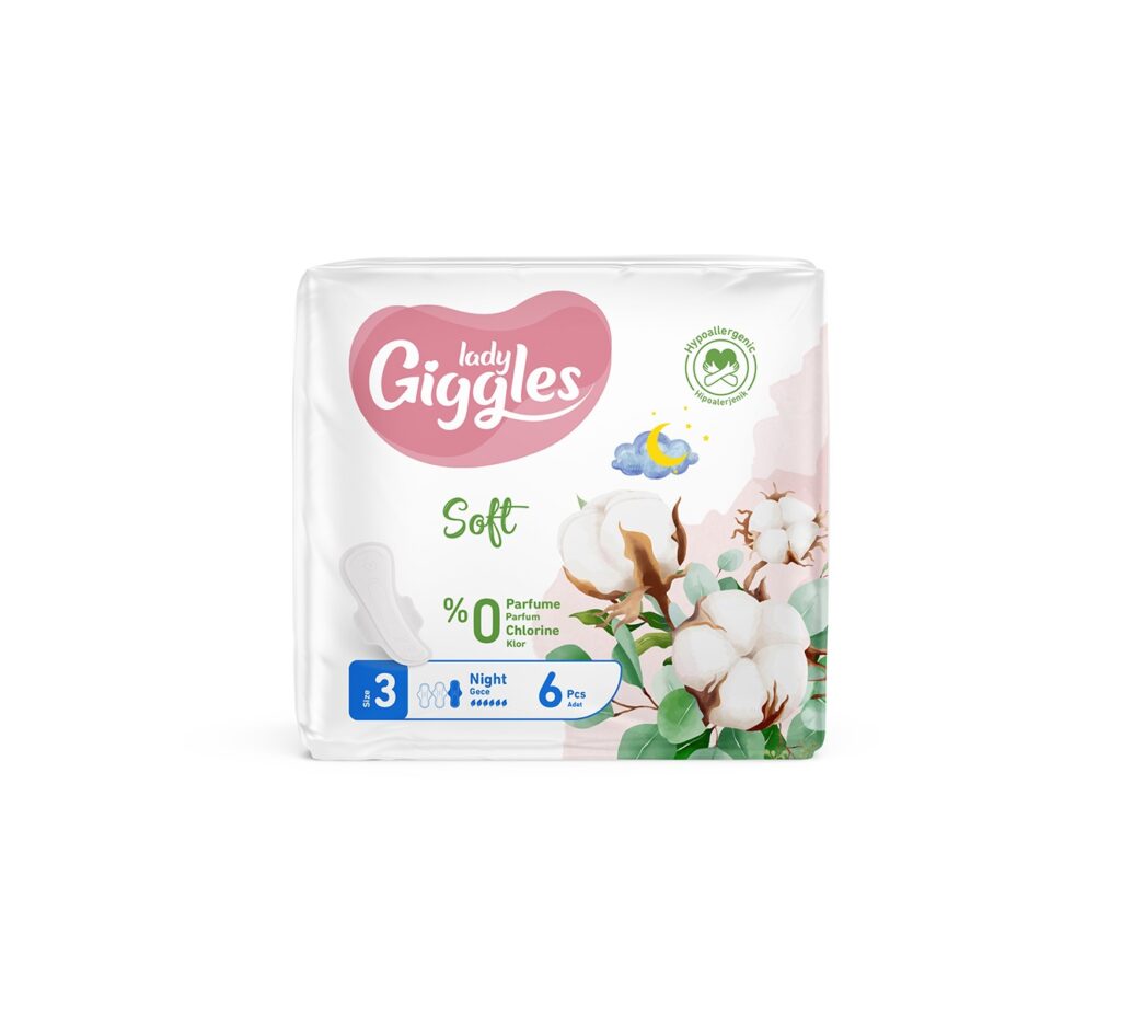 Giggles Lady Soft Night дамски превръзки с органичен памук х6 бр