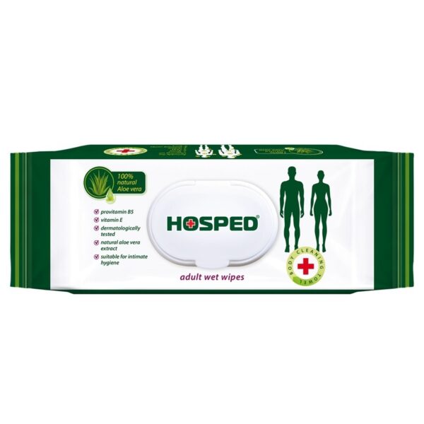Hosped Мокри кърпи за възрастни с алое вера, с капак, 80 бр.