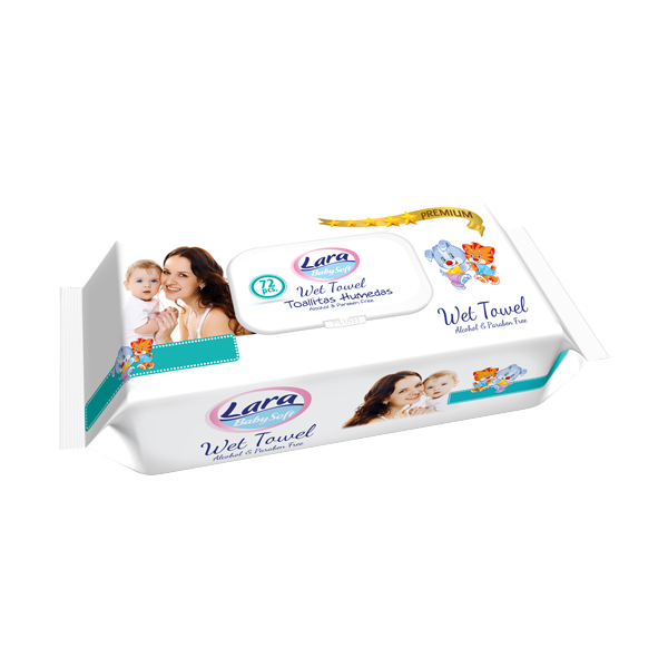 Lara Premium Бебешки мокри кърпички с капак х72 бр