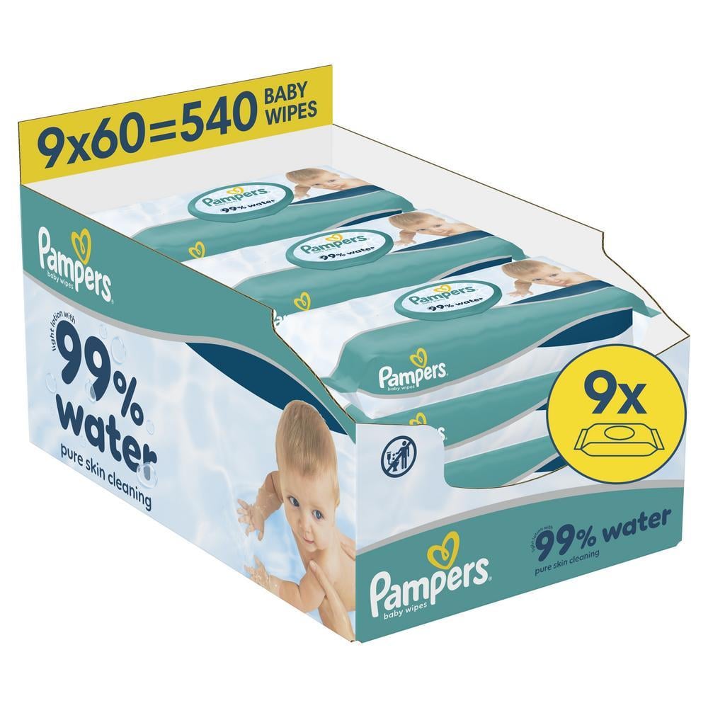 Pampers Aqua Water 99% вода мокри кърпи 9 x 60 бр
