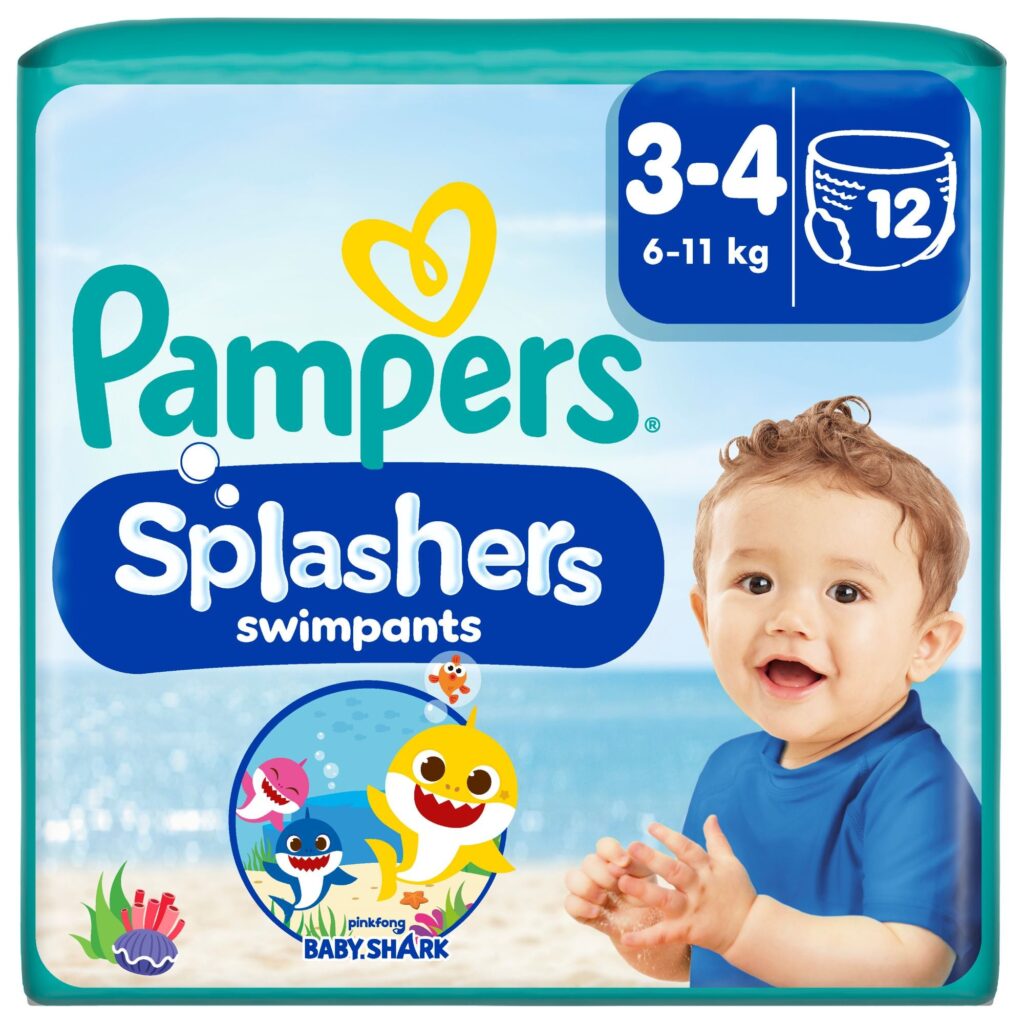 Pampers Splashers Бански пелени за еднократна употреба Размер 3-4 6–11 кг 12 бр