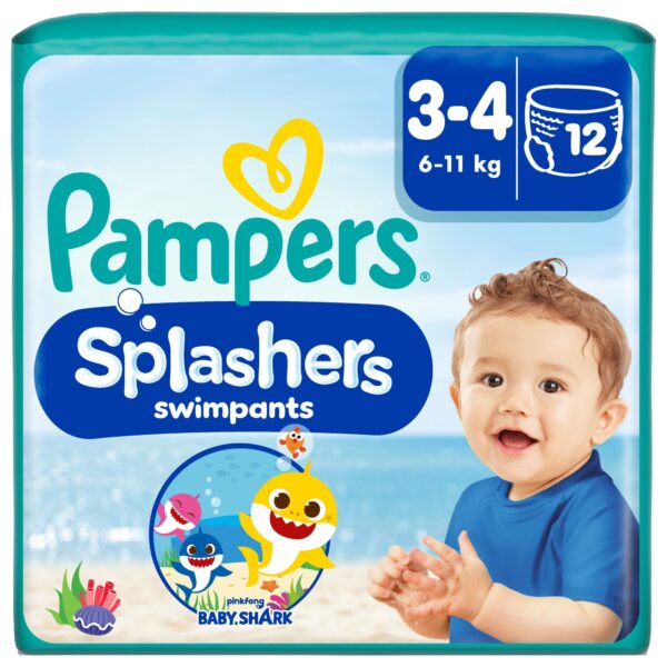 Pampers Splashers Бански пелени за еднократна употреба Размер 3-4 6–11 кг 12 бр