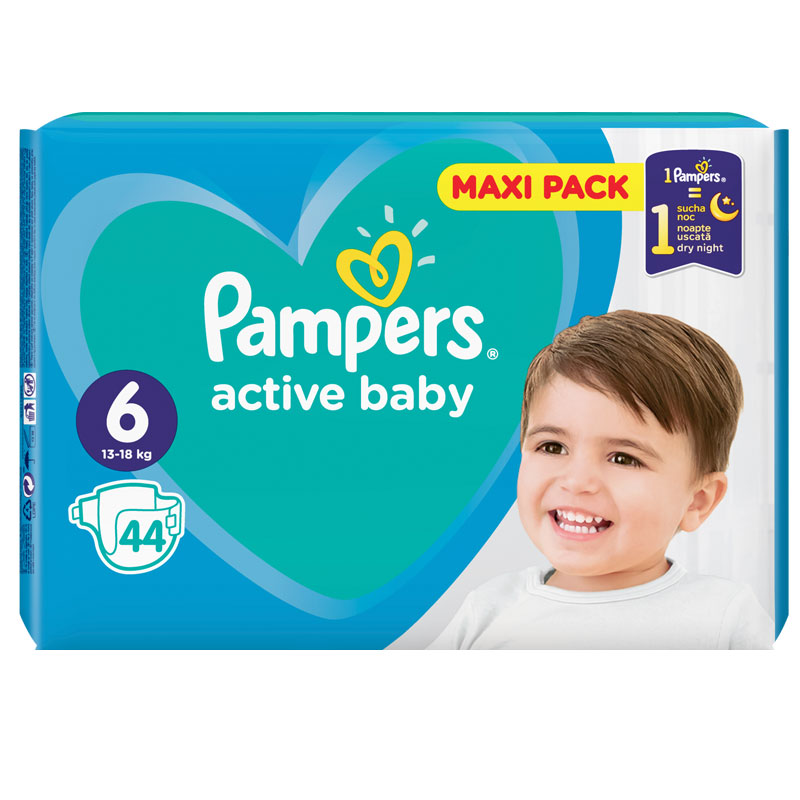 Пелени Pampers Active Baby Размер 6 13–18 кг 44 бр