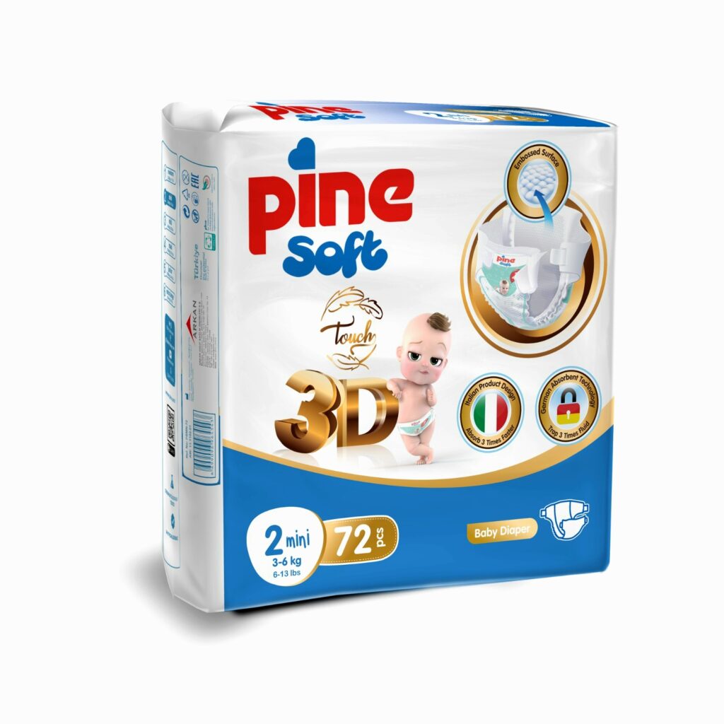 Пелени PINE Soft 3D Размер 2 3-6 кг 72 броя
