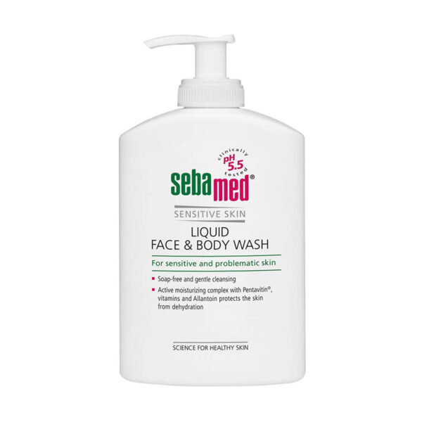 Sebamed Измивна течност за лице и тяло за чувствителна кожа с помпа 300 мл