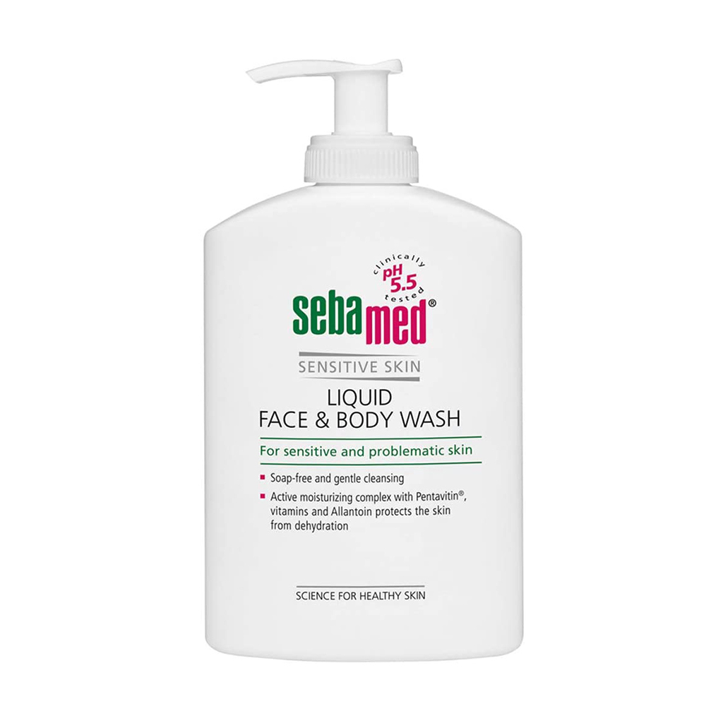 Sebamed Измивна течност за лице и тяло за чувствителна кожа с помпа 300 мл