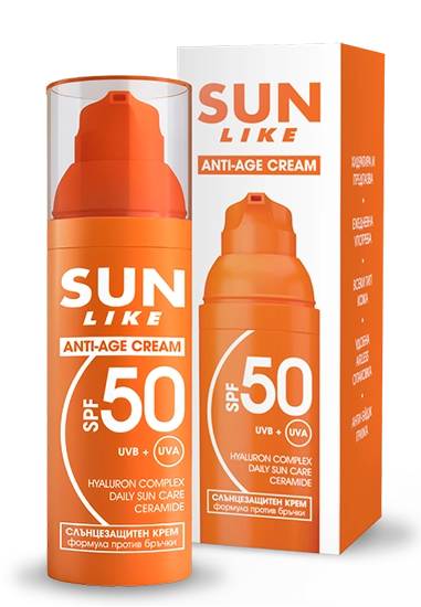 Sun Like Анти-ейдж слънцезащитен крем за лице SPF50 50 мл