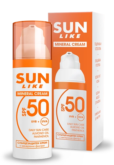 Sun Like Минерален слънцезащитен крем за лице SPF50 50 мл