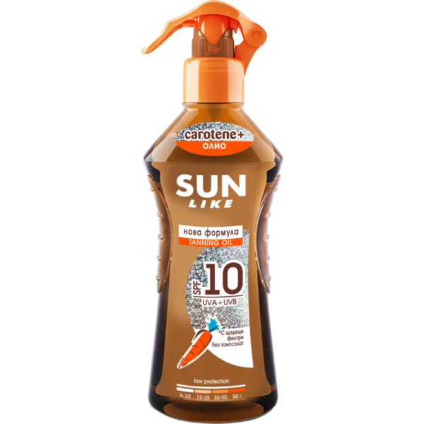 Sun Like Слънцезащитно спрей масло за бърз загар SPF10 200 мл