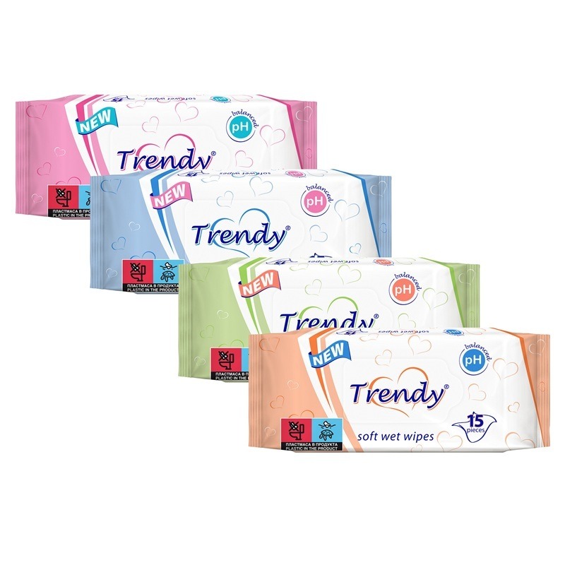 Trendy Мокри кърпички х 15 бр Trendy Мокри кърпички х 15 бр