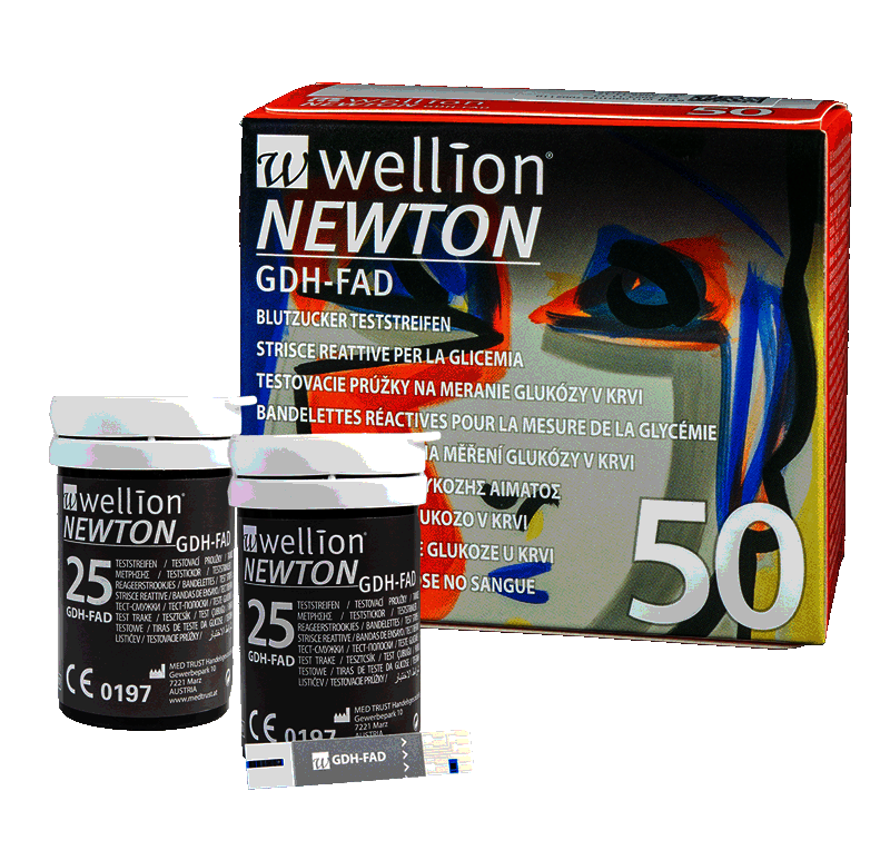Wellion NEWTON тест ленти за кръвна захар, 2 х 25 бр.